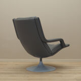 Grey leather swivel armchair, Danish design, 1960s, designer: Geoffrey Harcourt, manufacturer: Artif