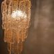 Italian Chandelier with Amber Caramel Murano Glass Leaves, 1970s