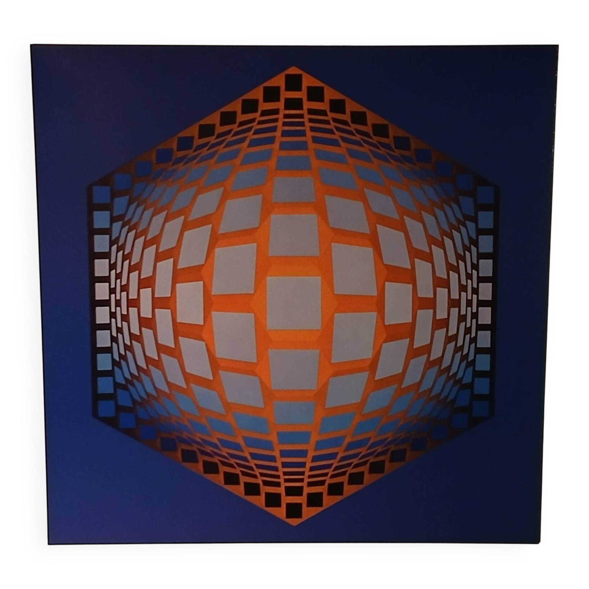 Plate by Victor Vasarely – "Universal Structure of the Hexagon" – Op A