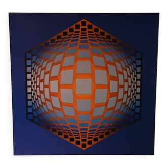 Plate by Victor Vasarely – "Universal Structure of the Hexagon" – Op A