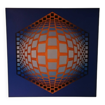Plate by Victor Vasarely – "Universal Structure of the Hexagon" – Op A