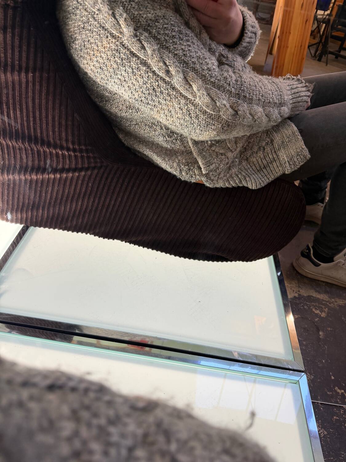 Pair of brown corduroy armchairs