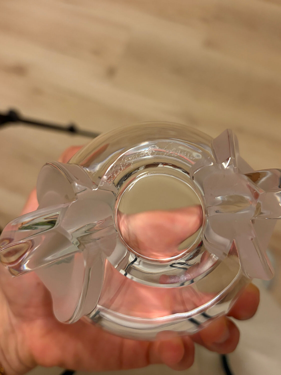 Lalique France vase with tulips in crystal