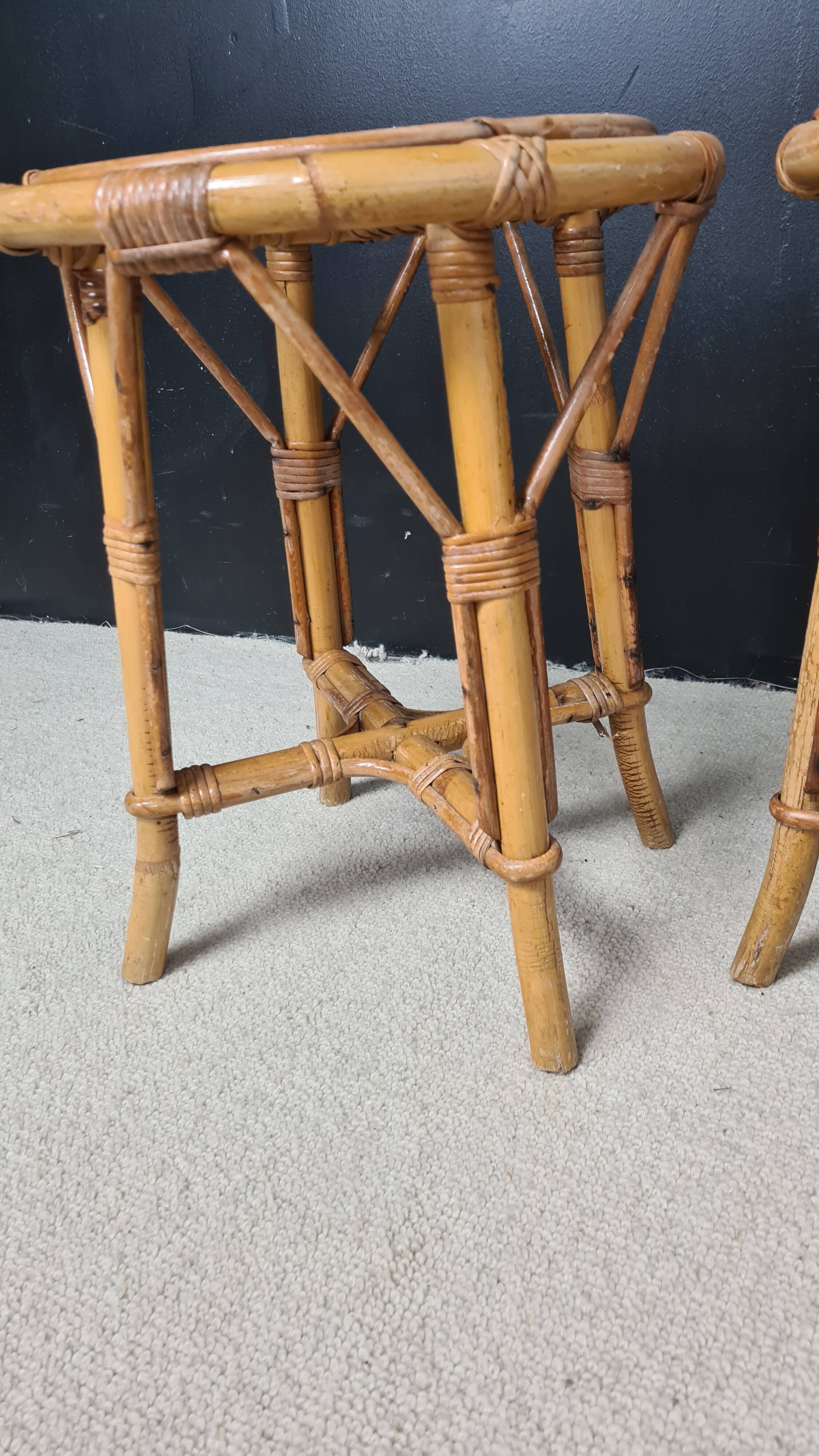 Pair of rattan stools 1960's