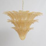 Barovier & Toso Style Gold-Palmette Murano Glass Pendant Chandelier