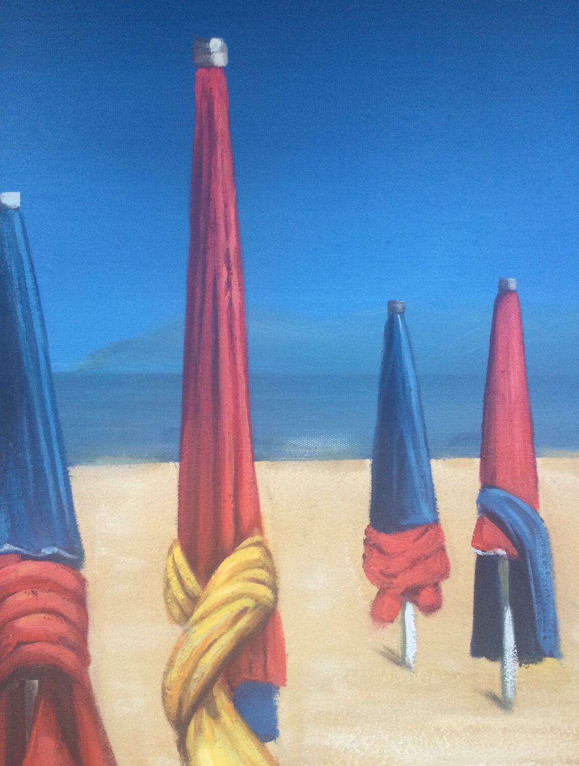 Oil on canvas depicting the parasols of Deauville
