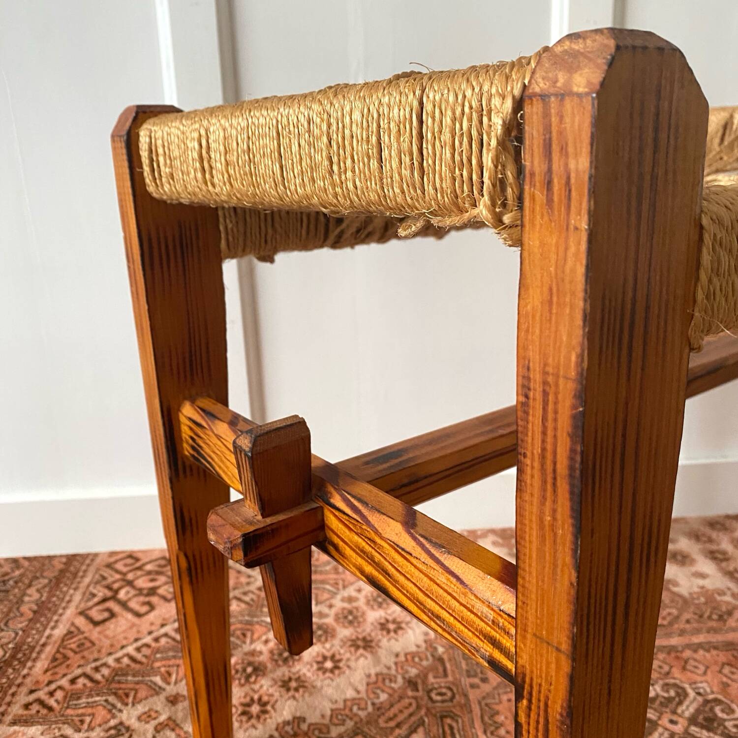 1960s woven seat stool