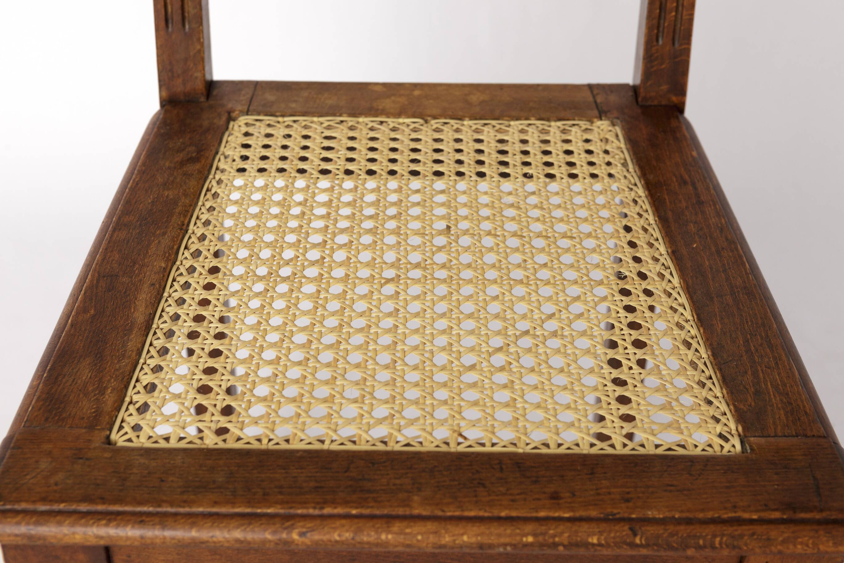 Antique Beech Chair with Viennese Cane Seat – 1940s Vintage Woven Chair