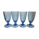 Set of 4 20s blue molded glass foot glasses