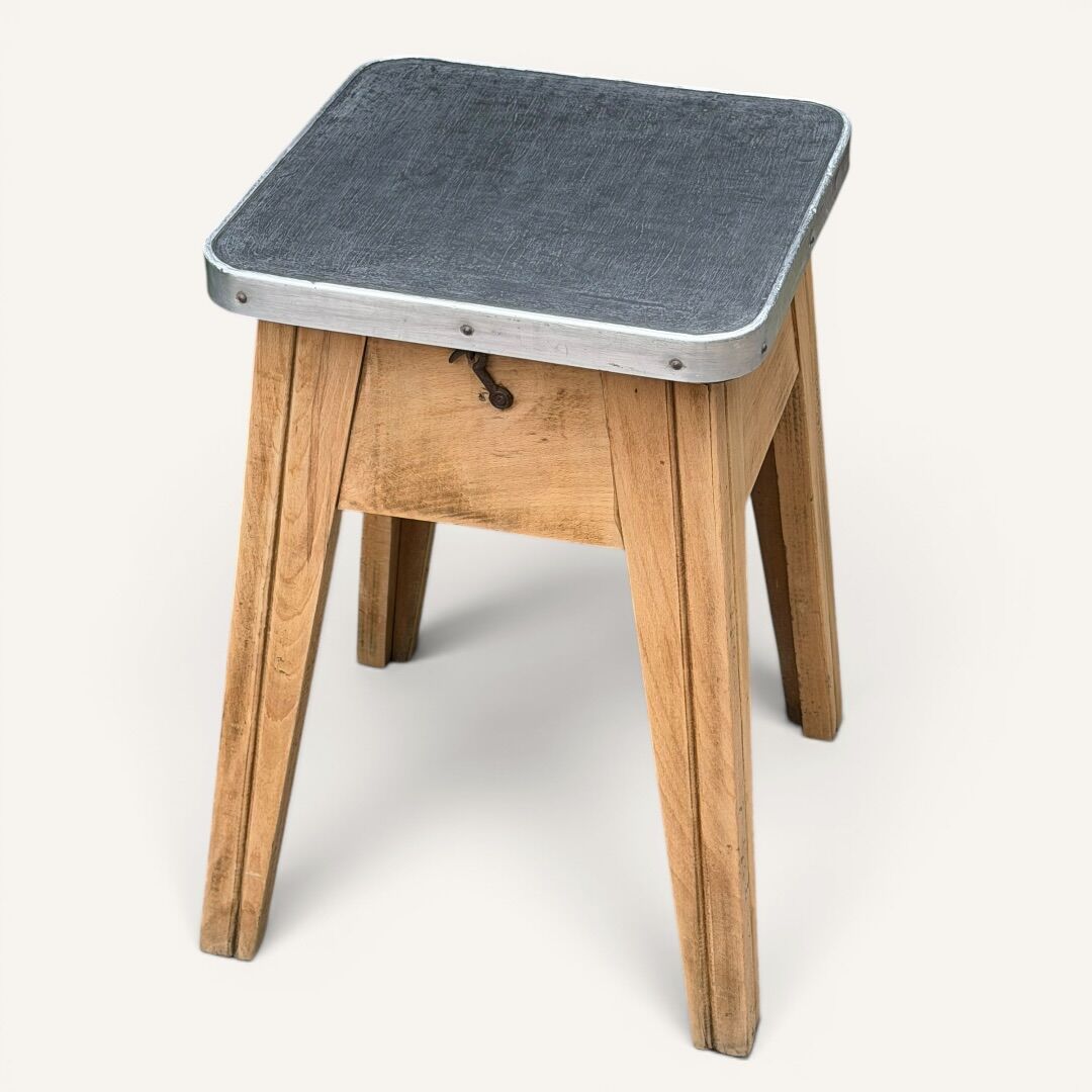 Raw wood storage stool 1950
