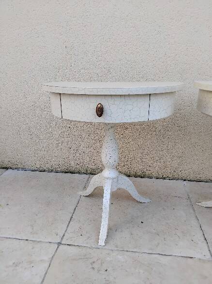 Pair of vintage cracked wood bedside tables from the 70s