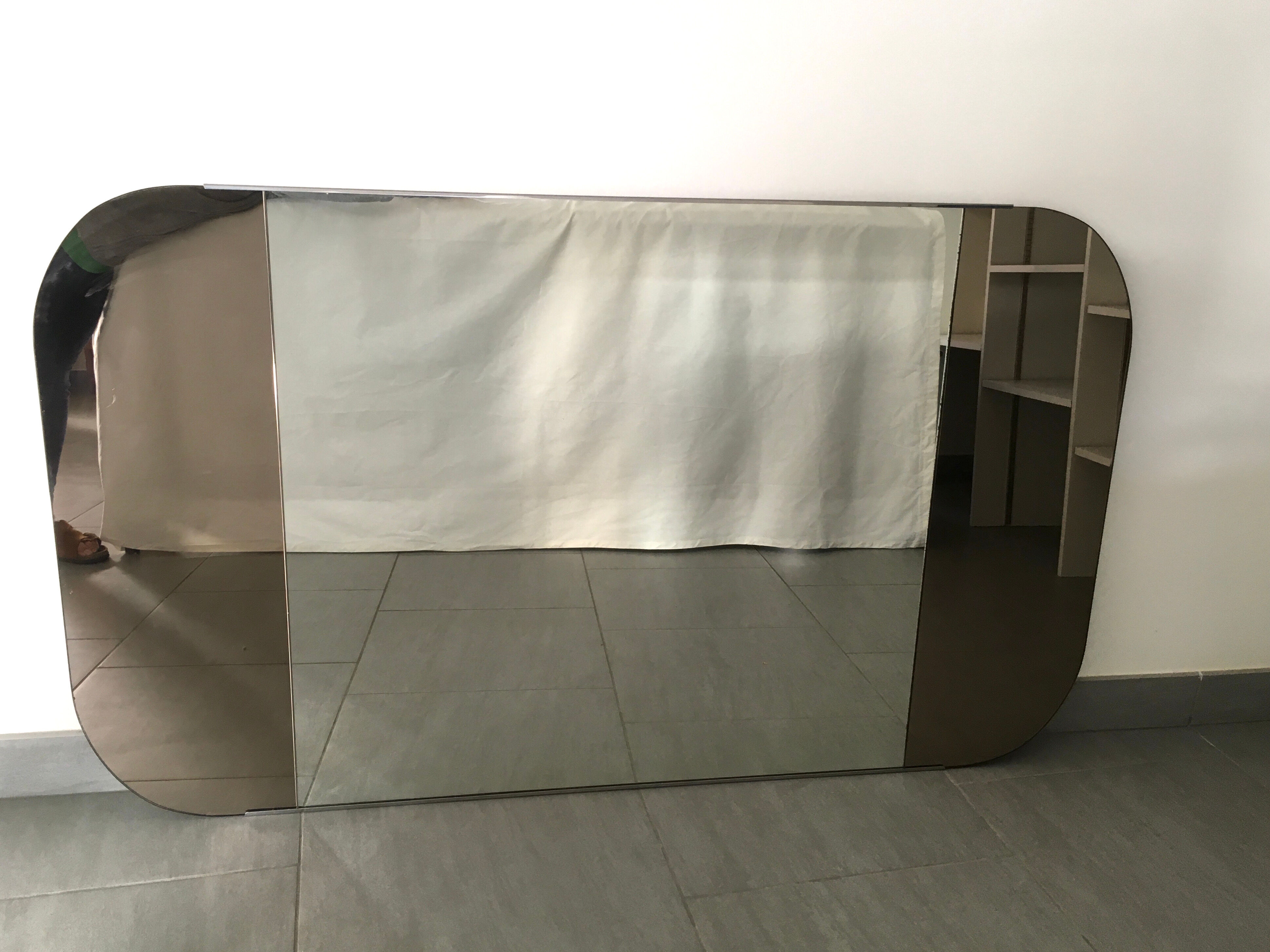 Triptych mirror in smoked glass 140x80cm