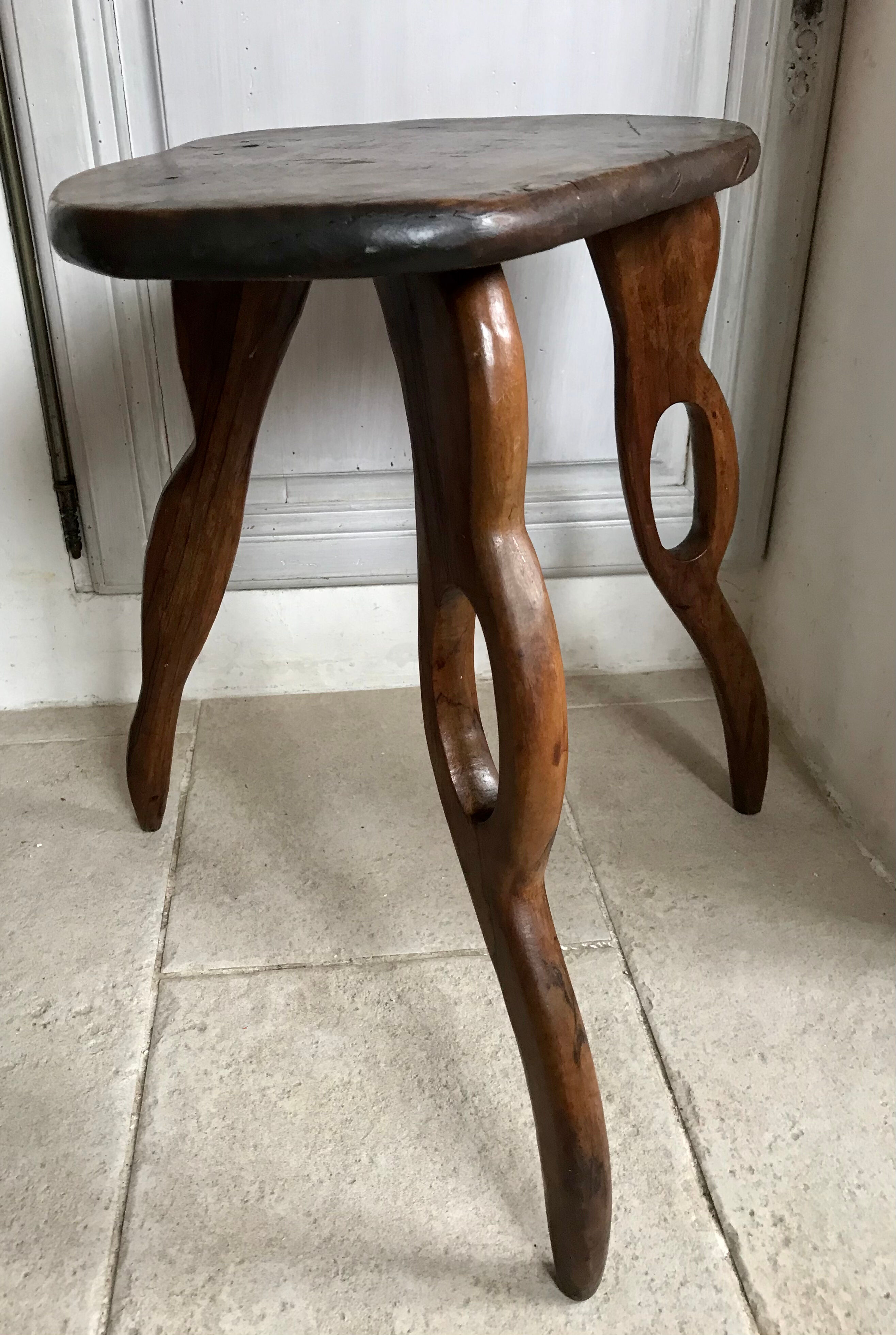 Olivewood tripod stool