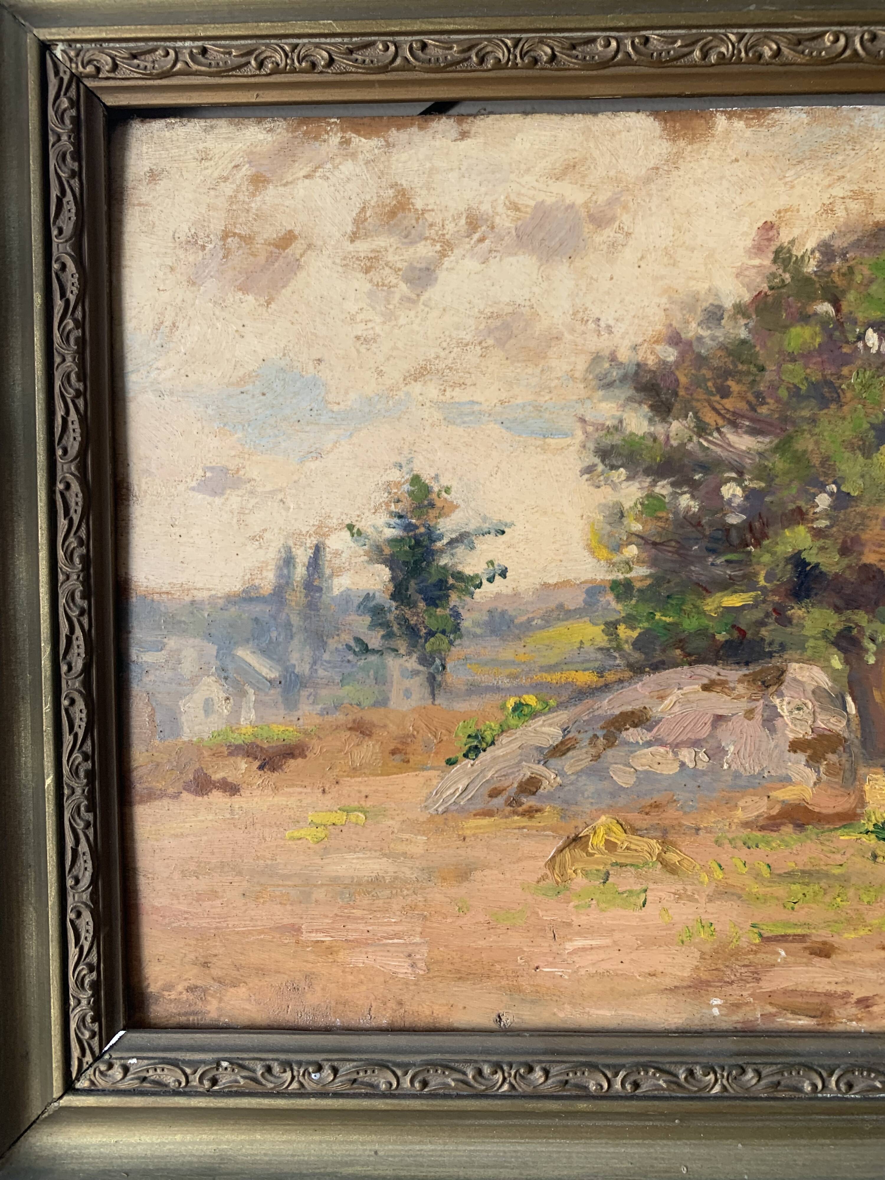 Pair of Impressionist Oil Paintings of Vintage and Antique Landscapes