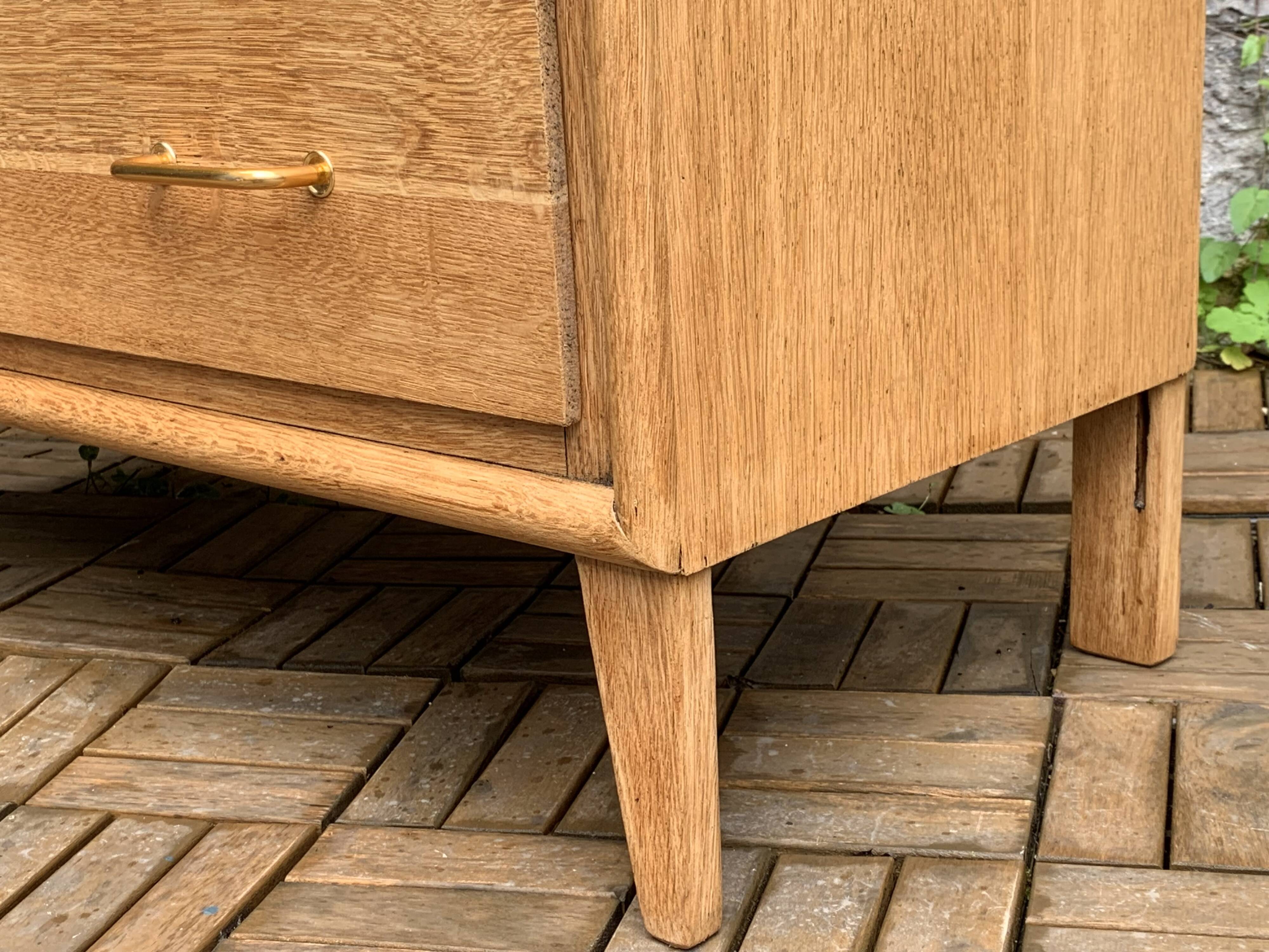 Commode pieds compas et chêne brut massif  1960