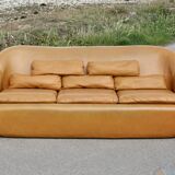 3-seater "space age" sofa, orange imitation leather, 1970s