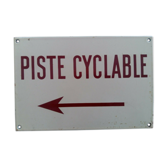 Old enamelled plaque "Cyclable Trail" Bike 21x31cm 1960