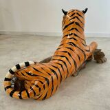 Old vintage ceramic tiger 70s Italian design lying position