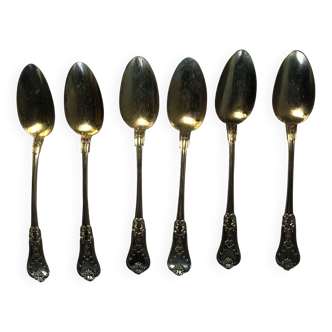 Vermeil (gilded silver) spoons in black wooden box