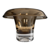 Vase champignon vintage Gommaire en verre fumé