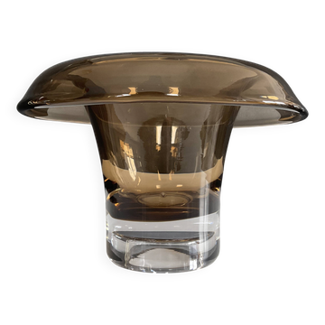 Vintage Gommaire mushroom vase in smoked glass