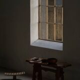 Mid-century Scandinavian coffee table made of solid elm wood, wabi-sabi style, 1960s.