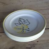 6 assiettes plates jaune noir