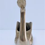 Zoomorphic solid brass swan pen holder