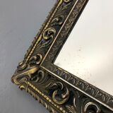 Vintage wall mirror t brass frame, italy, 1950 s