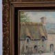Oil on canvas "Village courtyard with chickens", signed.