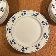 13 plates Longchamp pottery cobalt blue cherries