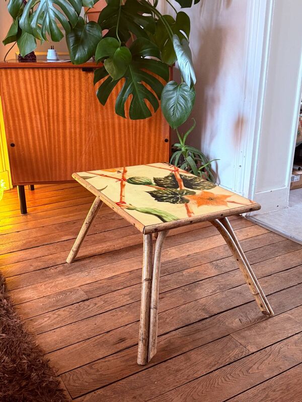 Table basse rotin et fruit et légumes