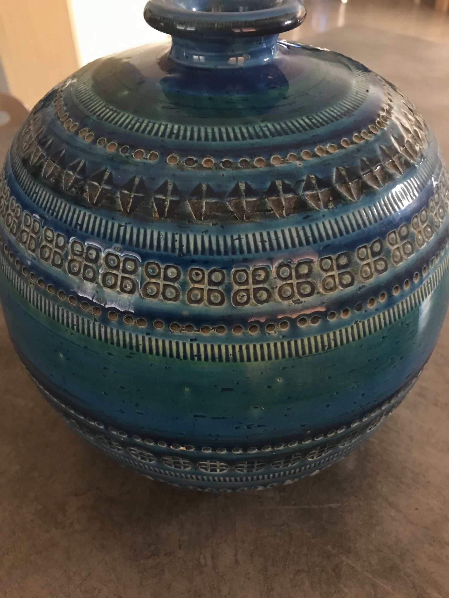 Vase ceramic blue Aldo Londi for Flavia Montelupo faïence vintage 60/70 italy