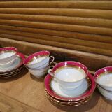 Set of 8 cups with saucers in Sologne L'Archevêque porcelain