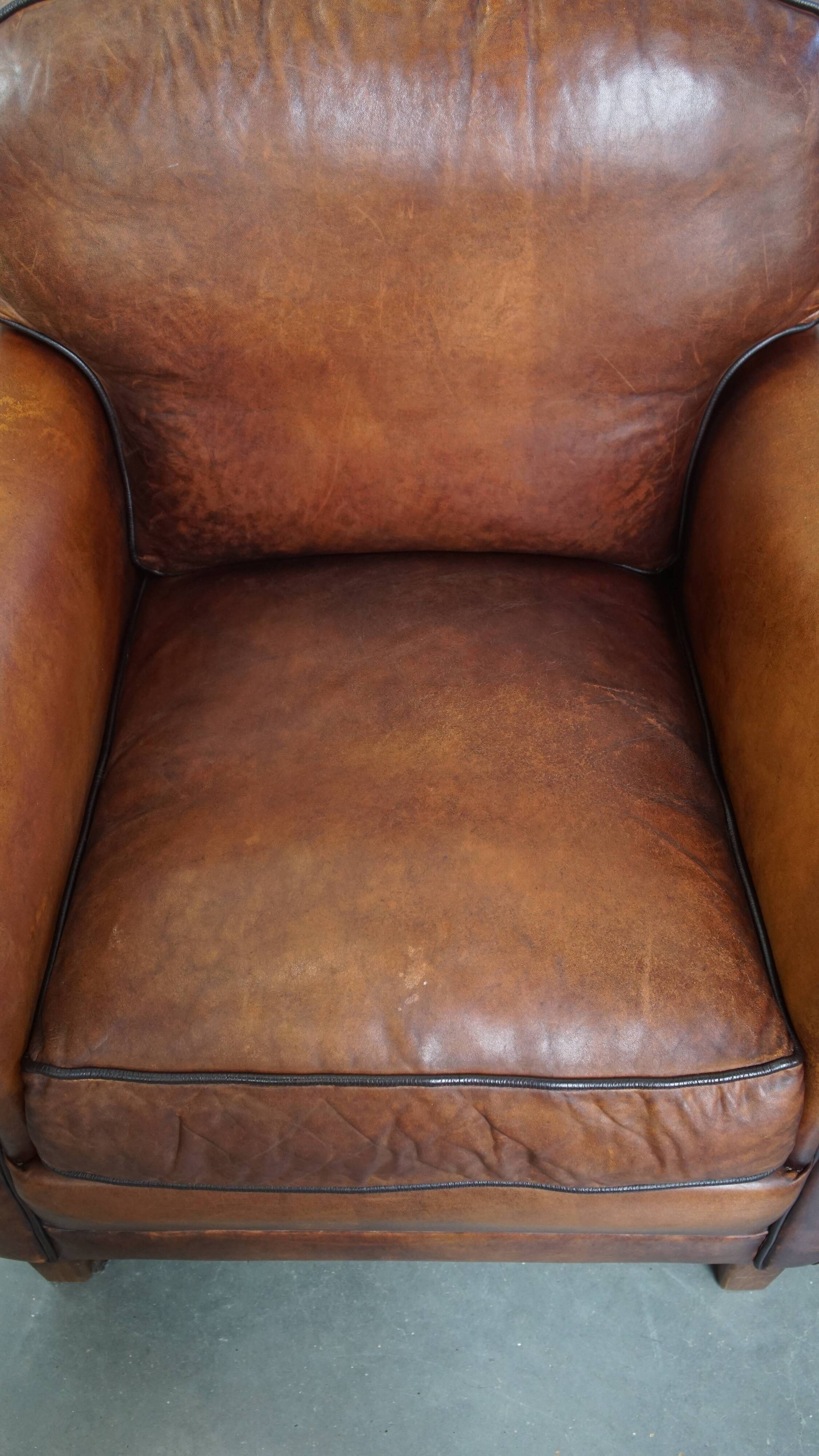 Set of 2 sheepskin leather armchair in English style