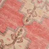 4x8 Red Cream Handmade Oriental Vintage Rug, 117x230Cm