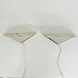 Set of Vintage Glass Wall Lamps with Gold Holder, 1970s