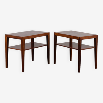 Pair of Severin Hansen rosewood nightstands or side tables for Haslev, Denmark 1960s