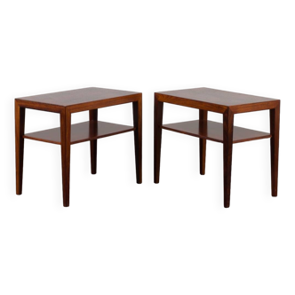 Paire de tables de chevet, tables d'appoint en palissandre Severin Hansen pour Haslev, Danemark 1960