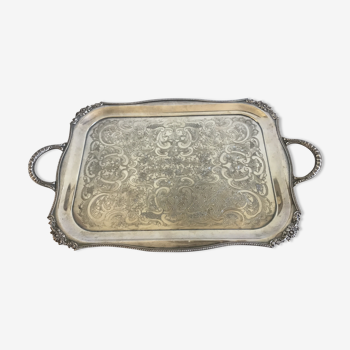 Silver metal serving tray