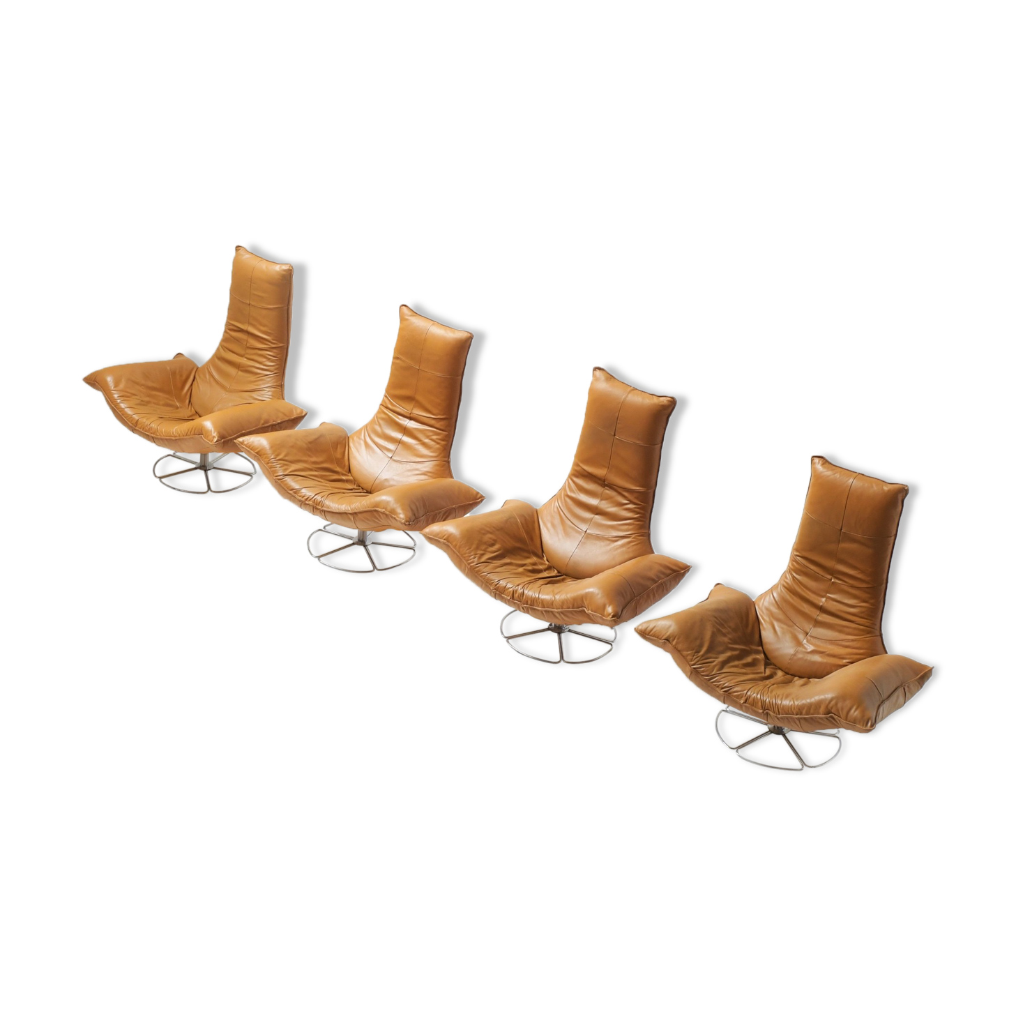 Wammes  cognac leather lounge chairs by Gerard Van Den Berg  for Montis 1978