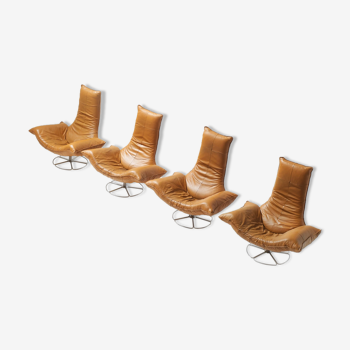 Fauteuils en cuir de cognac Wammes par Gerard Van Den Berg pour Montis 1978