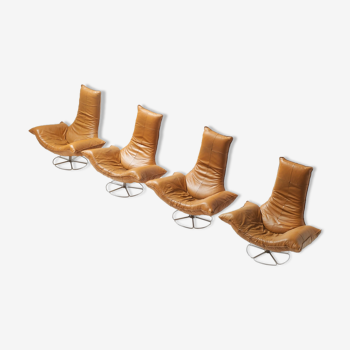 Wammes  cognac leather lounge chairs by Gerard Van Den Berg  for Montis 1978