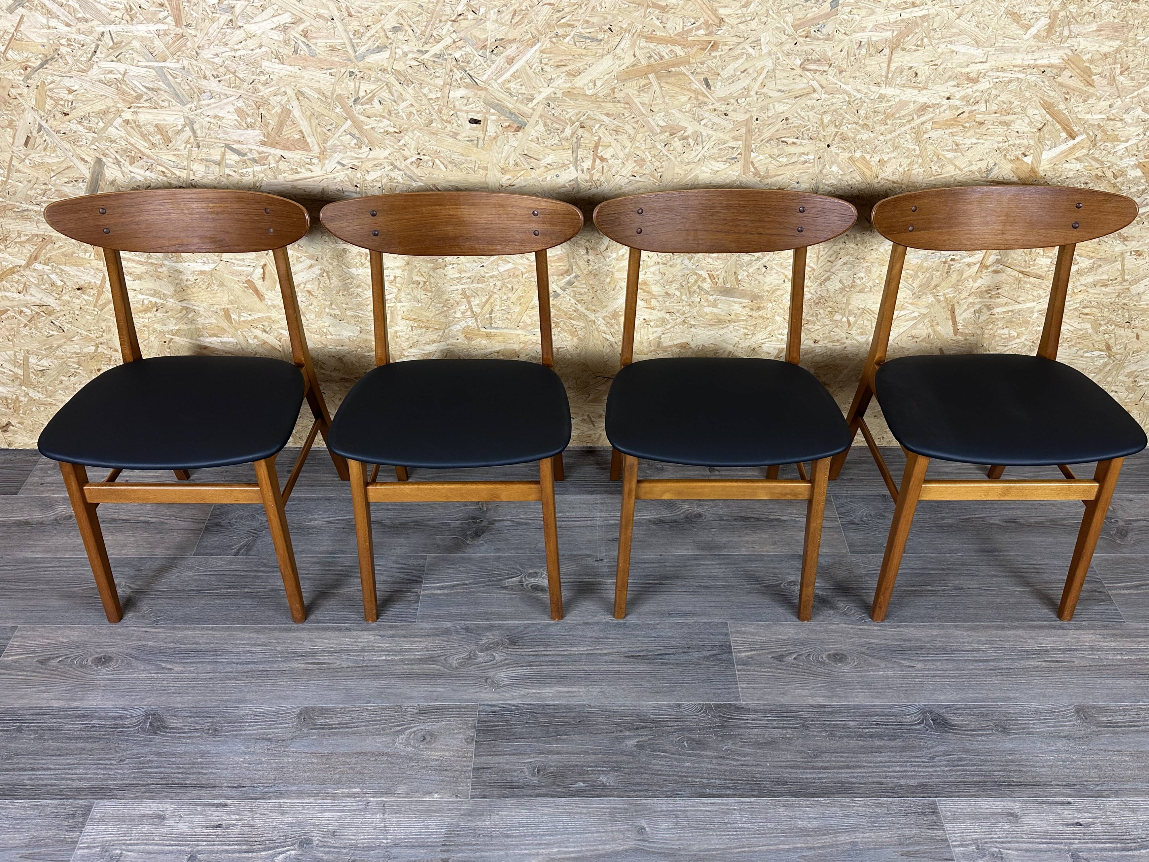 4x 60s 70s Teak Dining Room Chairs Danish Modern Design