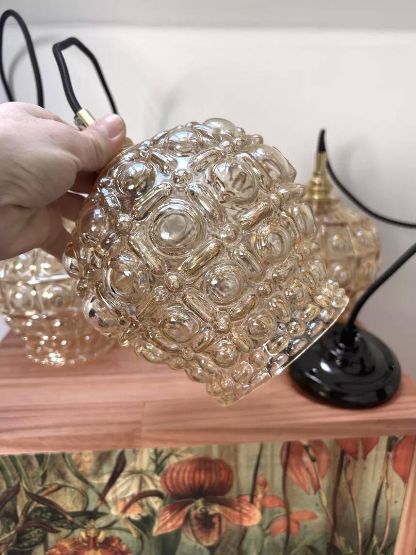 Set of three Scandinavian glass pendant lights