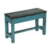 Indian bench blue wood old teak vintage patina and original piece