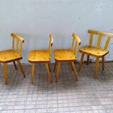 Modern Swedish set of 4 pine dining chairs.
