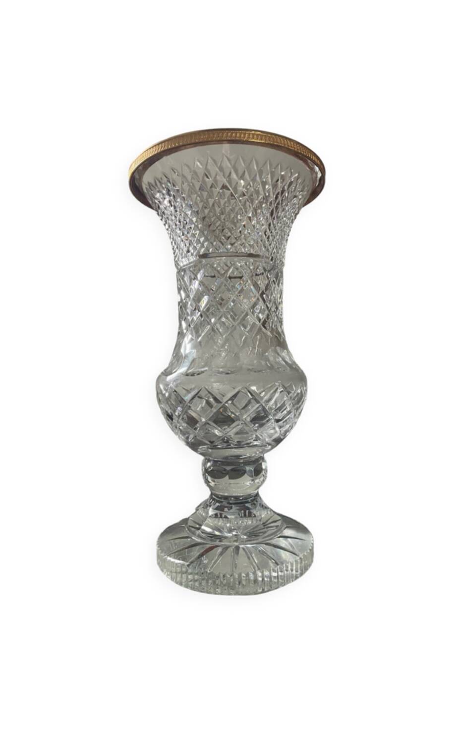 Large vase in chiseled Bohemian crystal 35cm
