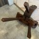 Brutalist tripod chair n1, carved solid wood, antique.
