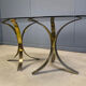 Vintage brass oval glass dining table, 1970s